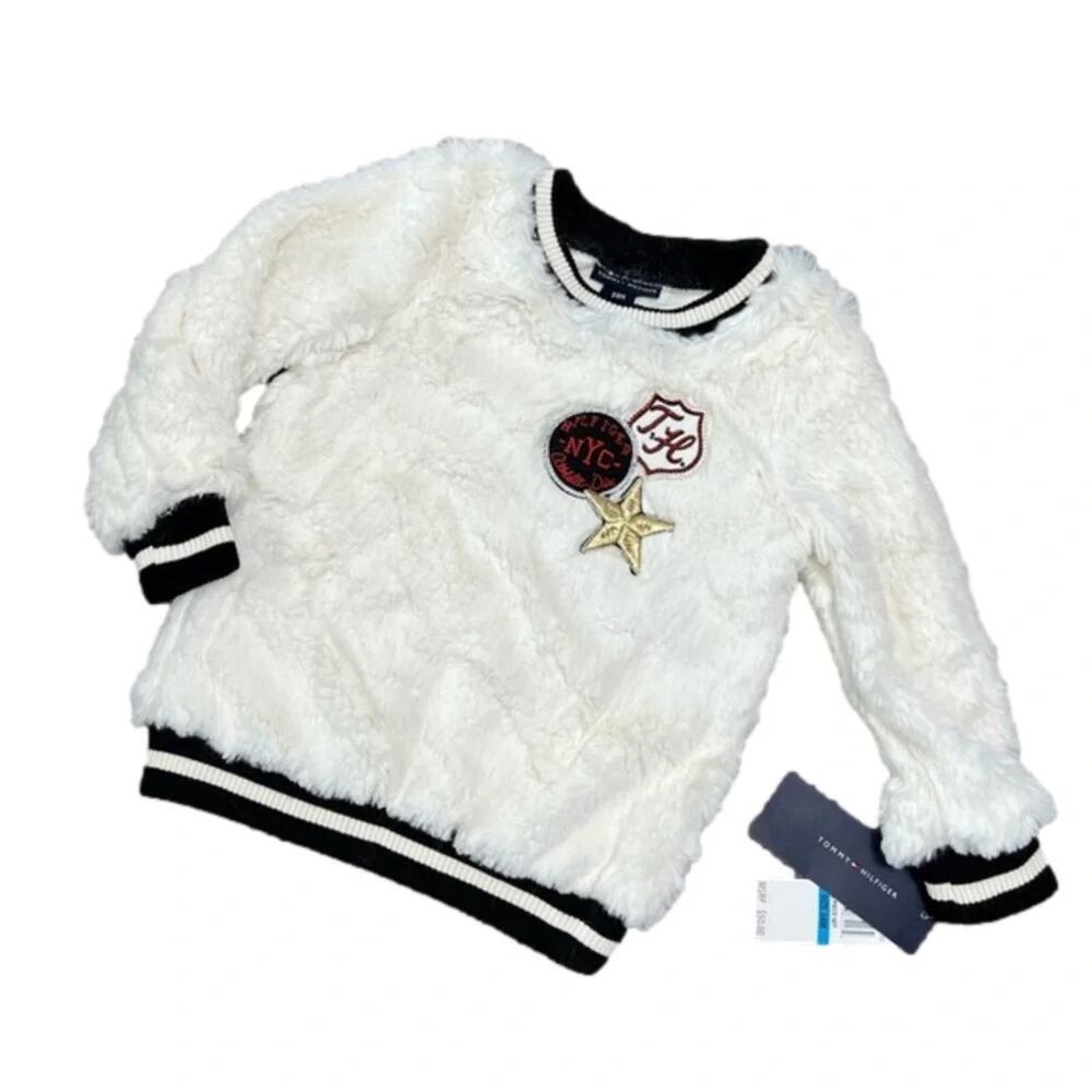 Tommy Hilfiger Sweater Faux Fur Baby Infant Size 24 Month’s NWT